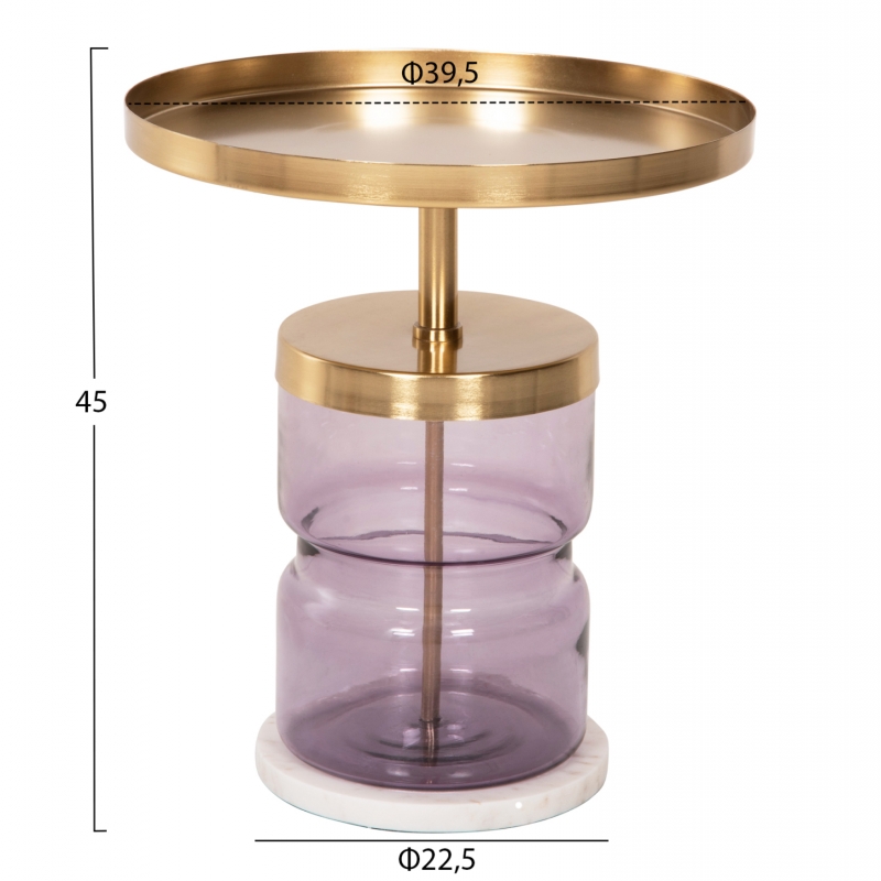 ΒΟΗΘΗΤΙΚΟ ΤΡΑΠΕΖΑΚΙ HAILEY HM9729 ΜΩΒ ΓΥΑΛΙ-ΧΡΥΣΟ ΜΕΤΑΛΛΟ Φ39,5x45Υεκ ΒΟΗΘΗΤΙΚΟ ΤΡΑΠΕΖΑΚΙ HAILEY HM9729 ΜΩΒ ΓΥΑΛΙ-ΧΡΥΣΟ ΜΕΤΑΛΛΟ Φ39,5x45Υεκ