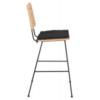 ΣΚΑΜΠΟ ΜΠΑΡ ALLEGRA HM5455.11 ΜΕΤΑΛΛΟ&ΜΑΞΙΛΑΡΙ ΜΑΥΡΟ-WICKER ΜΠΕΖ 56x59x116,5Υεκ.