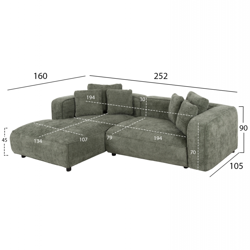 ΚΑΝΑΠΕΣ ΓΩΝΙΑ (ΑΡΙΣΤΕΡΗ) 3-ΘΕΣΙΟΣ GRACE HM3280.05L ΠΡΑΣΙΝΟ ΥΦΑΣΜΑ 252x160x70-90Υεκ ΚΑΝΑΠΕΣ ΓΩΝΙΑ (ΑΡΙΣΤΕΡΗ) 3-ΘΕΣΙΟΣ GRACE HM3280.05L ΠΡΑΣΙΝΟ ΥΦΑΣΜΑ 252x160x70-90Υεκ