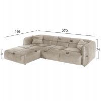 ΚΑΝΑΠΕΣ ΓΩΝΙΑ (ΑΡΙΣΤΕΡΗ) TREAT HM3277.01L ΜΠΕΖ ΥΦΑΣΜΑ 270x163x74Υεκ. ΚΑΝΑΠΕΣ ΓΩΝΙΑ (ΑΡΙΣΤΕΡΗ) TREAT HM3277.01L ΜΠΕΖ ΥΦΑΣΜΑ 270x163x74Υεκ.