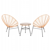 ΣΕΤ ΕΞΩΤΕΡΙΚΟΥ ΧΩΡΟΥ 3ΤΜΧ ALLEGRA HM21047.11 ΜΠΕΖ ΣΥΝΘ.RATTAN-ΜΕΤΑΛΛΟ ΣΕ ΜΑΥΡΟ