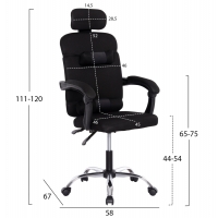 ΚΑΡΕΚΛΑ ΓΡΑΦΕΙΟΥ CRONER HM1196.01 ΜΑΥΡΟ MESH-ΜΕΤΑΛ.ΒΑΣΗ 58x99x120Υεκ.