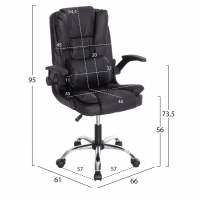 ΚΑΡΕΚΛΑ ΓΡΑΦΕΙΟΥ CANAN HM1201 ΜΑΥΡO PVC-ΒΑΣΗ ΧΡΩΜΙΟΥ 66x61x105Υεκ.