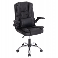 ΚΑΡΕΚΛΑ ΓΡΑΦΕΙΟΥ CANAN HM1201 ΜΑΥΡO PVC-ΒΑΣΗ ΧΡΩΜΙΟΥ 66x61x105Υεκ.