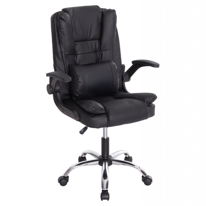 ΚΑΡΕΚΛΑ ΓΡΑΦΕΙΟΥ CANAN HM1201 ΜΑΥΡO PVC-ΒΑΣΗ ΧΡΩΜΙΟΥ 66x61x105Υεκ.