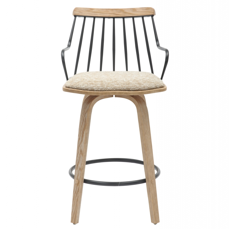 ΣΚΑΜΠΟ ΜΠΑΡ JUDI HM9985.01 WHITE WASH Κ.Π.-ΜΑΥΡΟ ΜΕΤΑΛΛΟ-ΜΠΕΖ ΥΦΑΣΜΑ 48x52x92Υεκ