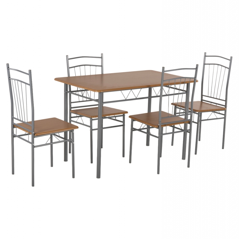 ΣΕΤ ΤΡΑΠΕΖΑΡΙΑΣ 5ΤΜΧ PEARY HM9416.12 ΜΕΤΑΛΛΟ ΑΣΗΜΙ-MDF ΣΟΝΑΜΑ 110x60x74Yεκ.