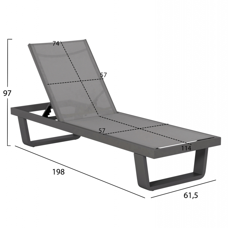 ΞΑΠΛΩΣΤΡΑ ΑΛΟΥΜΙΝΙΟΥ ΜΕ ΥΦΑΣΜΑ TESLIN RICKON HM6292.01 ΣΕ ΓΚΡΙ 198x61,5x97Υεκ.