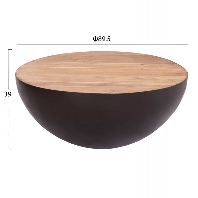 ΔΙΑΚΟΣΜΗΤΙΚΟ ΤΡΑΠΕΖΙ ΣΑΛΟΝΙΟΥ BOWL Φ89,5X39Yεκ. RUSTY ΜΕ ΞΥΛΟ ΑΚΑΚΙΑΣ HM8717.22