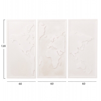 ΠΙΝΑΚΑΣ 3-ΠΤΥΧΟΣ WORLD MAP SANTORINI HM4504 MDF ΣΕ ΥΠΟΛΕΥΚΟ ΧΡΩΜΑ 180x4(πάχος)x120Υεκ.