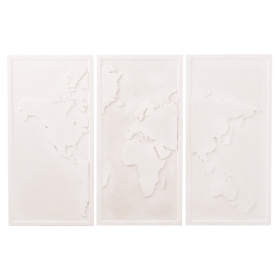 ΠΙΝΑΚΑΣ 3-ΠΤΥΧΟΣ WORLD MAP SANTORINI HM4504 MDF ΣΕ ΥΠΟΛΕΥΚΟ ΧΡΩΜΑ 180x4(πάχος)x120Υεκ.