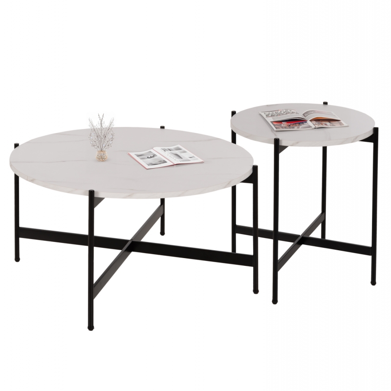 ΣΕΤ 2ΤΜΧ ΤΡΑΠΕΖΙΑ ΣΑΛΟΝΙΟΥ RONDA HM21089.04 MDF ΛΕΥΚΟ ΜΑΡΜΑΡΟ Φ80εκ & Φ50εκ ΣΕΤ 2ΤΜΧ ΤΡΑΠΕΖΙΑ ΣΑΛΟΝΙΟΥ RONDA HM21089.04 MDF ΛΕΥΚΟ ΜΑΡΜΑΡΟ Φ80εκ & Φ50εκ