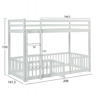 ΠΑΙΔΙΚΗ ΚΟΥΚΕΤΑ τ.MONTESSORI ΜΕ ΠΑΡΚΑΚΙ PLAYKID HM703.03 ΞΥΛΟ ΠΕΥΚΟΥ ΛΕΥΚΟ ΓΙΑ 190x90εκ