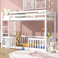 ΠΑΙΔΙΚΗ ΚΟΥΚΕΤΑ τ.MONTESSORI ΜΕ ΠΑΡΚΑΚΙ PLAYKID HM703.03 ΞΥΛΟ ΠΕΥΚΟΥ ΛΕΥΚΟ ΓΙΑ 190x90εκ
