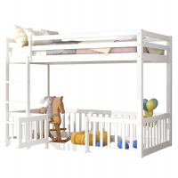 ΠΑΙΔΙΚΗ ΚΟΥΚΕΤΑ τ.MONTESSORI ΜΕ ΠΑΡΚΑΚΙ PLAYKID HM703.03 ΞΥΛΟ ΠΕΥΚΟΥ ΛΕΥΚΟ ΓΙΑ 190x90εκ