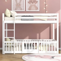 ΠΑΙΔΙΚΗ ΚΟΥΚΕΤΑ τ.MONTESSORI ΜΕ ΠΑΡΚΑΚΙ PLAYKID HM703.03 ΞΥΛΟ ΠΕΥΚΟΥ ΛΕΥΚΟ ΓΙΑ 190x90εκ