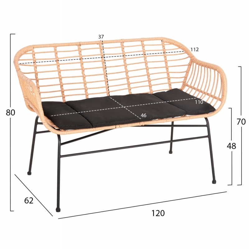 ΣΕΤ ΣΑΛΟΝΙ ΕΞΩΤΕΡΙΚΟΥ ΧΩΡΟΥ 4ΤΜΧ ALLEGRA HM21052 WICKER-ΜΕΤΑΛΛΟ