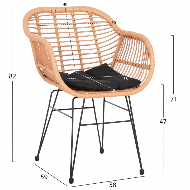 ΣΕΤ ΣΑΛΟΝΙ ΕΞΩΤΕΡΙΚΟΥ ΧΩΡΟΥ 4ΤΜΧ ALLEGRA HM21052 WICKER-ΜΕΤΑΛΛΟ