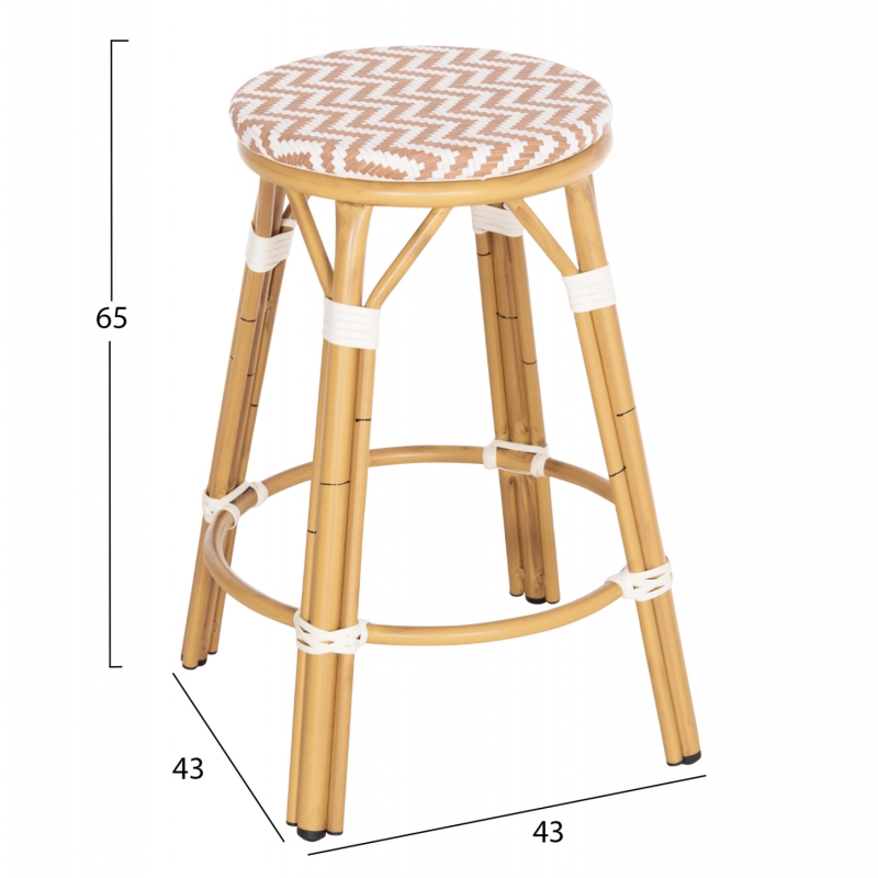 ΣΚΑΜΠΟ ΑΛΟΥΜΙΝΙΟΥ ΜΕΣ.ΥΨΟΥΣ CHINO HM6286.04 BAMBOO LOOK ΦΥΣΙΚΟ & TEXTILENE 43x43x65Υεκ