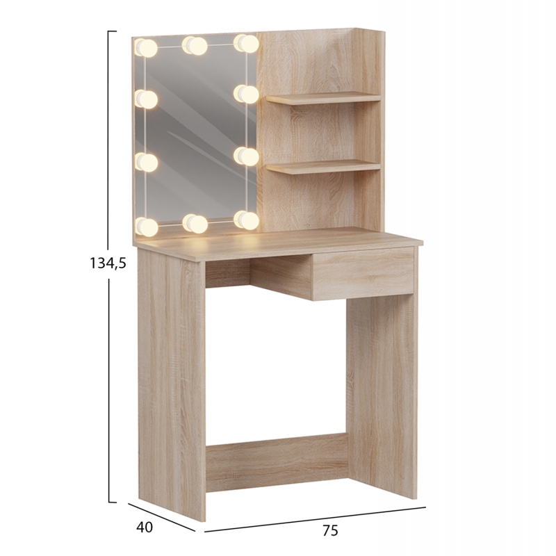 ΤΟΥΑΛΕΤΑ ΜΕ ΦΩΤΙΣΜΟ LED & ΡΑΦΙΑ LAURYN HM2501.01 ΜΕΛΑΜΙΝΗ ΣΕ SONAMA 75x40x134.5Υεκ ΤΟΥΑΛΕΤΑ ΜΕ ΦΩΤΙΣΜΟ LED & ΡΑΦΙΑ LAURYN HM2501.01 ΜΕΛΑΜΙΝΗ ΣΕ SONAMA 75x40x134.5Υεκ