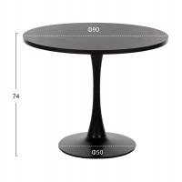 ΤΡΑΠΕΖΙ ΤΡΑΠΕΖΑΡΙΑΣ ROLLO HM9421.12 ΣΤΡΟΓΓΥΛΟ BLACK MARBLE Φ90x74Υεκ.