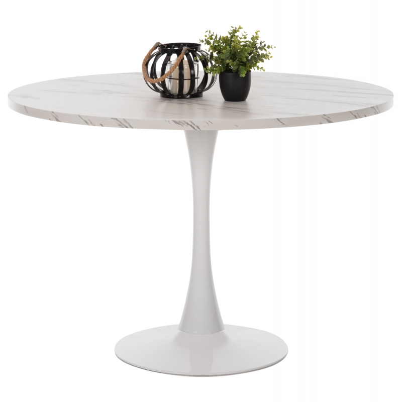 ΤΡΑΠΕΖΙ ΤΡΑΠΕΖΑΡΙΑΣ ROLLO HM9422.11 ΣΤΡΟΓΓΥΛΟ WHITE MARBLE Φ120x74Yεκ.