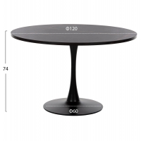 ΤΡΑΠΕΖΙ ΤΡΑΠΕΖΑΡΙΑΣ ROLLO HM9422.12 ΣΤΡΟΓΓΥΛΟ BLACK MARBLE Φ120x74Yεκ.