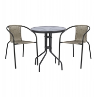 ΣΕΤ ΕΞΩΤ.ΧΩΡΟΥ 3ΤΜΧ LIMA HM21110 ΤΡΑΠΕΖΙ ΜΕ 2 ΠΟΛΥΘΡΟΝΕΣ- ΓΚΡΙ ΧΡΩΜΑ