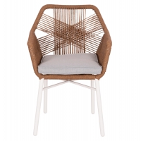 ΠΟΛΥΘΡΟΝΑ TOPIN HM6048.11 ΑΛΟΥΜΙΝΙΟ ΛΕΥΚΟ-P.E. RATTAN ΜΠΕΖ 59x63x81Υεκ