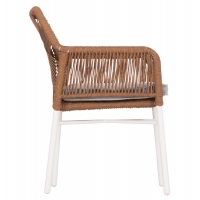 ΠΟΛΥΘΡΟΝΑ TOPIN HM6048.11 ΑΛΟΥΜΙΝΙΟ ΛΕΥΚΟ-P.E. RATTAN ΜΠΕΖ 59x63x81Υεκ