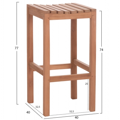 ΣΚΑΜΠΟ ΜΠΑΡ NIKOL HM18109 ΞΥΛΟ ΤΕΑΚ ΣΕ ΦΥΣΙΚΟ 40x40x77Υεκ.