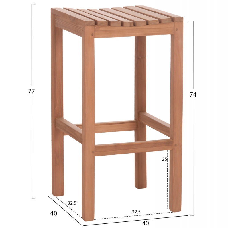ΣΚΑΜΠΟ ΜΠΑΡ NIKOL HM18109 ΞΥΛΟ ΤΕΑΚ ΣΕ ΦΥΣΙΚΟ 40x40x77Υεκ.