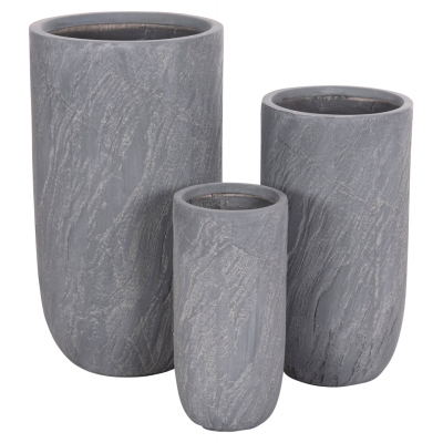ΣΕΤ 3ΤΜΧ ΓΛΑΣΤΡΕΣ ΚΥΛΙΝΔΡΟΙ ΣΕΙΡΑ GARDENER HM4720 FIBERCLAY-ΧΡΩΜΑ CEMENT Φ44x79Υεκ