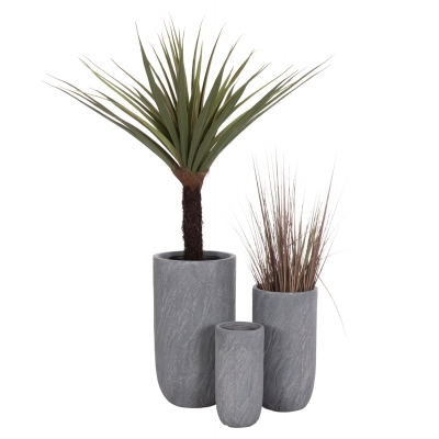 ΣΕΤ 3ΤΜΧ ΓΛΑΣΤΡΕΣ ΚΥΛΙΝΔΡΟΙ ΣΕΙΡΑ GARDENER HM4720 FIBERCLAY-ΧΡΩΜΑ CEMENT Φ44x79Υεκ