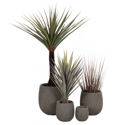 ΣΕΤ 4ΤΜΧ ΓΛΑΣΤΡΕΣ ΣΤΡΟΓΓΥΛΕΣ GARDENER HM4726 FIBERCLAY ΓΚΡΙΖΟΠΡΑΣΙΝΟ Φ52x55Υεκ