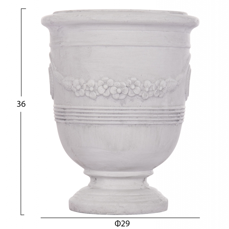 ΣΕΤ 3ΤΜΧ ΓΛΑΣΤΡΕΣ ΜΕ ΑΝΑΓΛΥΦΟ GARDENER HM4729 FIBERCLAY-ΣΕ ΥΠΟΛΕΥΚΟ Φ58x72.5Υεκ