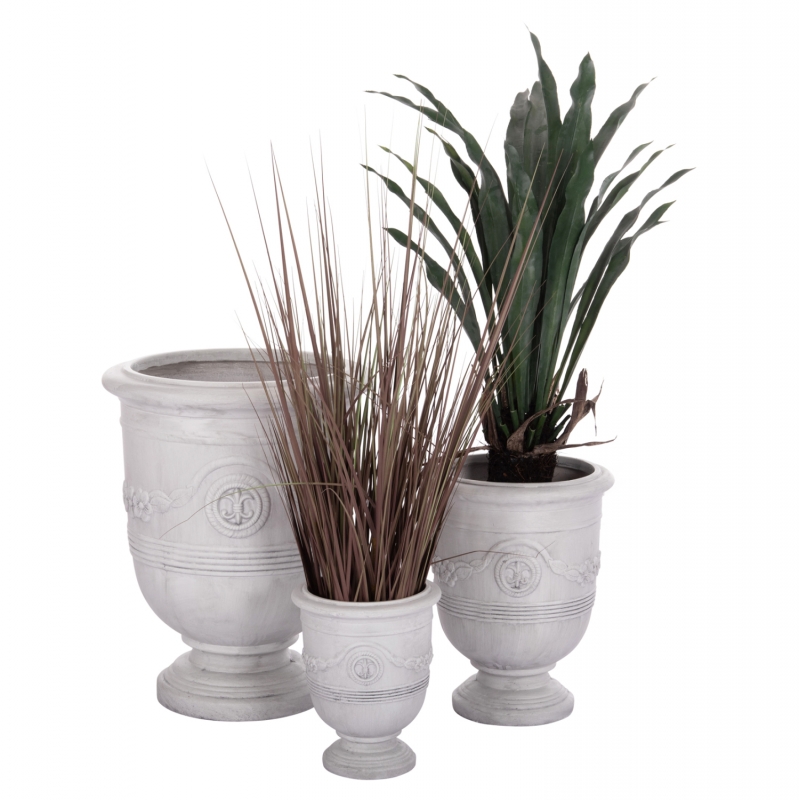 ΣΕΤ 3ΤΜΧ ΓΛΑΣΤΡΕΣ ΜΕ ΑΝΑΓΛΥΦΟ GARDENER HM4729 FIBERCLAY-ΣΕ ΥΠΟΛΕΥΚΟ Φ58x72.5Υεκ