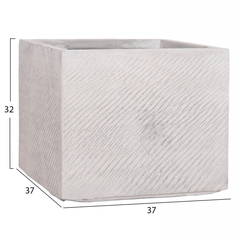 ΣΕΤ 4ΤΜΧ ΓΛΑΣΤΡΕΣ ΤΕΤΡΑΓΩΝΕΣ GARDENER HM4730 FIBERCLAY ΓΚΡΙ CEMENT 37x37x32Υεκ.
