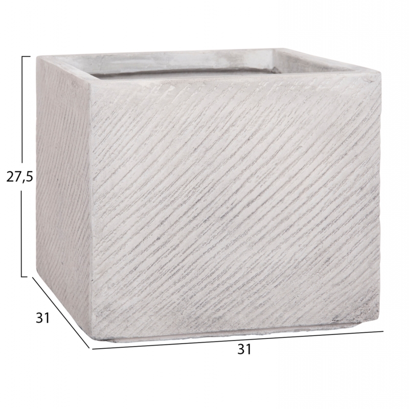 ΣΕΤ 4ΤΜΧ ΓΛΑΣΤΡΕΣ ΤΕΤΡΑΓΩΝΕΣ GARDENER HM4730 FIBERCLAY ΓΚΡΙ CEMENT 37x37x32Υεκ.
