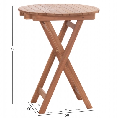 ΤΡΑΠΕΖΙ ΣΚΗΝΟΘΕΤΗ ΣΤΡΟΓΓΥΛΟ HEIDEL HM18120 ΞΥΛΟ TEAK--ΦΥΣΙΚΟ Φ60x75Υεκ.