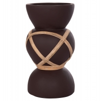 ΔΙΑΚΟΣΜΗΤΙΚΟ ΒΑΖΟ ΔΑΠΕΔΟΥ MAYNARD HM4672.07S TERRACOTTA ΣΟΚΟΛΑΤΙ-RATTAN Φ27.5x50Υεκ
