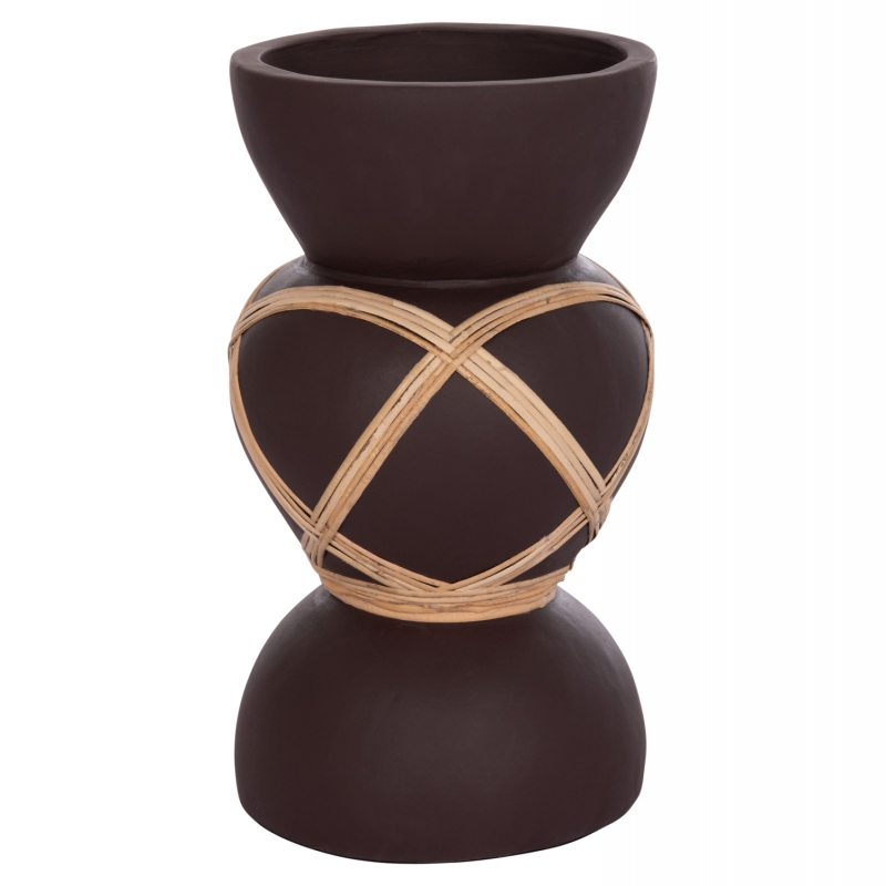 ΔΙΑΚΟΣΜΗΤΙΚΟ ΒΑΖΟ ΔΑΠΕΔΟΥ MAYNARD HM4672.07S TERRACOTTA ΣΟΚΟΛΑΤΙ-RATTAN Φ27.5x50Υεκ