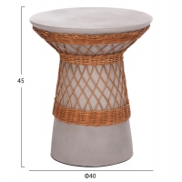 ΒΟΗΘΗΤΙΚΟ ΤΡΑΠΕΖΙ ΣΤΡΟΓΓΥΛΟ DELIA HM18167.03 FIBER CEMENT ΓΚΡΙ & RATTAN Φ40x45Υεκ