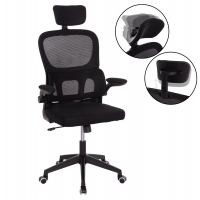 ΚΑΡΕΚΛΑ ΓΡΑΦΕΙΟΥ BASTON HM18236.01 ΜΑΥΡΟ MESH & PP ΣΚΕΛΕΤΟΣ 64x60x117-127Υεκ.