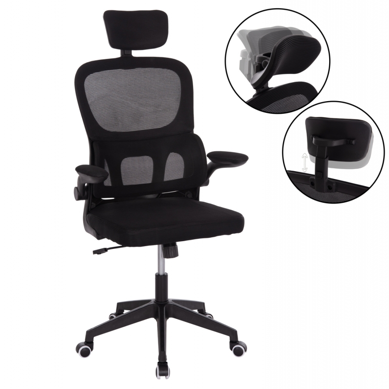 ΚΑΡΕΚΛΑ ΓΡΑΦΕΙΟΥ BASTON HM18236.01 ΜΑΥΡΟ MESH & PP ΣΚΕΛΕΤΟΣ 64x60x117-127Υεκ.