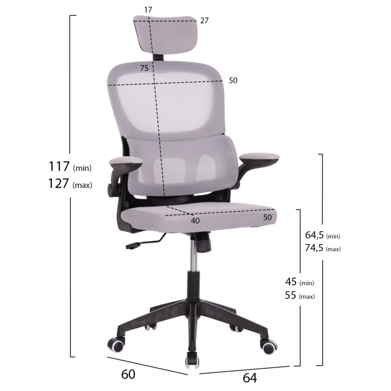 ΚΑΡΕΚΛΑ ΓΡΑΦΕΙΟΥ BASTON HM18236.02 ΓΚΡΙ MESH & ΜΑΥΡΟ PP ΣΚΕΛΕΤΟΣ 64x60x127Υεκ. ΚΑΡΕΚΛΑ ΓΡΑΦΕΙΟΥ BASTON HM18236.02 ΓΚΡΙ MESH & ΜΑΥΡΟ PP ΣΚΕΛΕΤΟΣ 64x60x127Υεκ.