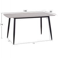 ΤΡΑΠΕΖΙ RAVEN HM18149.13 ΚΕΡΑΜΙΚΟ TOP ΜΕ ΟΨΗ ΓΚΡΙ ΜΑΡΜΑΡΟ 140x80x74Υεκ.