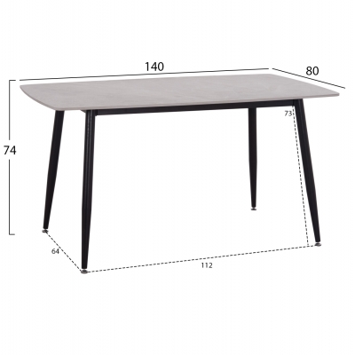 ΤΡΑΠΕΖΙ RAVEN HM18149.13 ΚΕΡΑΜΙΚΟ TOP ΜΕ ΟΨΗ ΓΚΡΙ ΜΑΡΜΑΡΟ 140x80x74Υεκ.