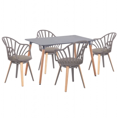 ΣΕΤ ΤΡΑΠΕΖΑΡΙΑΣ 5ΤΜΧ ANAIS HM21176 MDF TOP ΣΕ ΓΚΡΙ--P.P. & PU ΣΕ ΓΚΡΙ