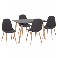 ΣΕΤ ΤΡΑΠΕΖΑΡΙΑΣ 5ΤΜΧ MINARDO HM21179 MDF TOP ΣΕ ΜΑΥΡΟ--ΣΚΟΥΡΟ ΓΚΡΙ ΥΦΑΣΜΑ